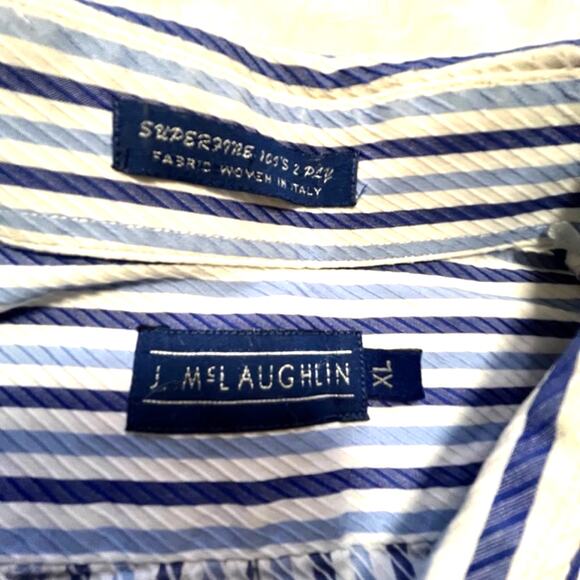 J. McLaughlin Other - J. MCLAUGHLIN Superfine 2-ply Italian fabric Striped Button Front Shirt SZ XL